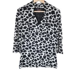 DANA BUCHMAN Gray Black Animal Print Lightweight Casual Career SZ XS